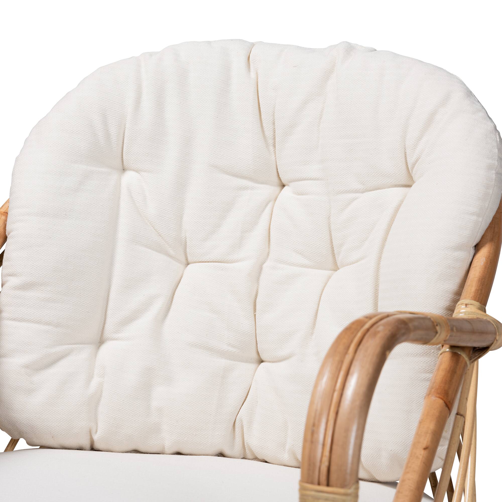 Alt View 1. bali & pari - Aliane Modern Bohemian Antique Rattan Armchair - White/Natural Brown.