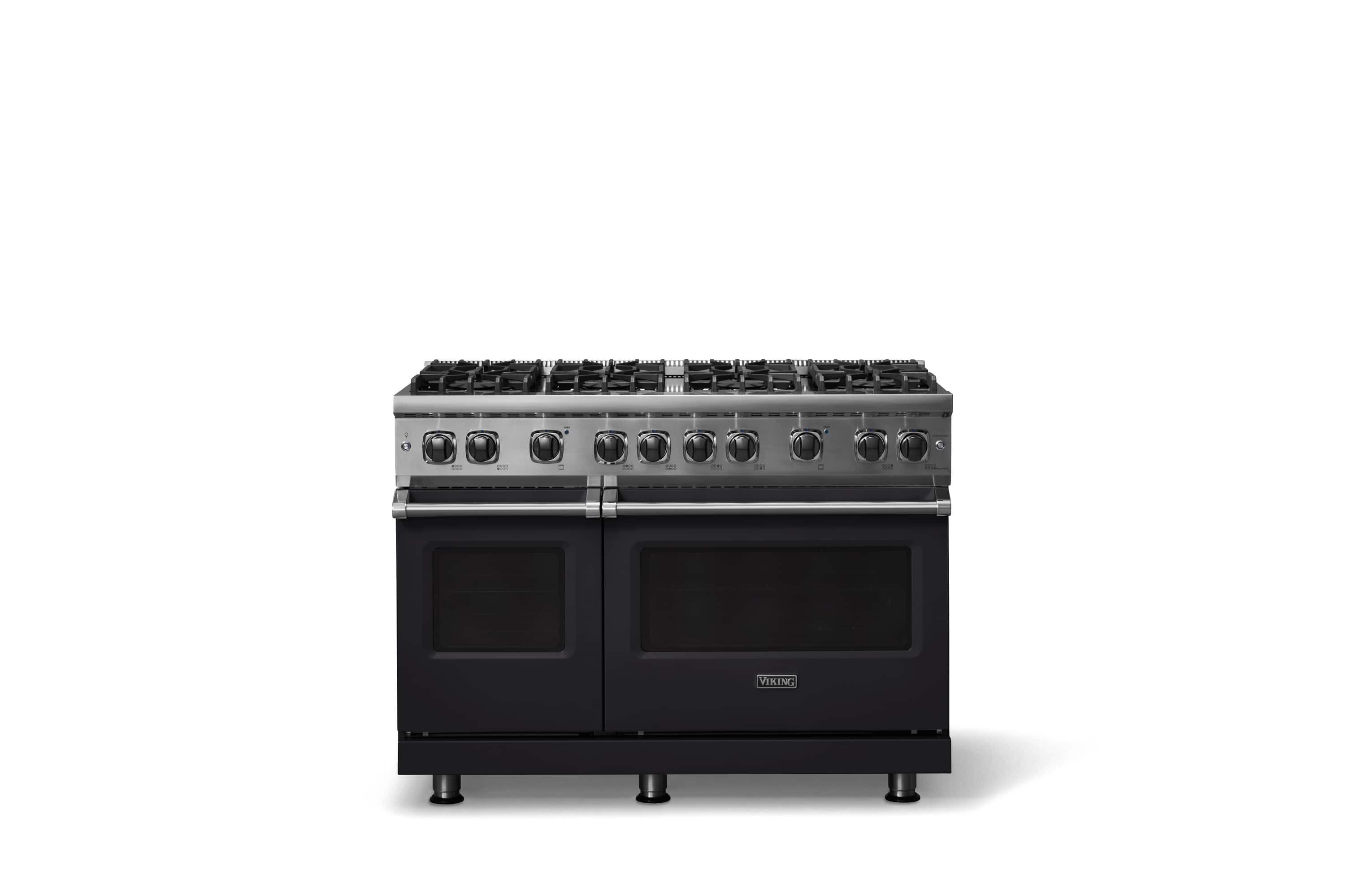 Front. Viking - 6.1 Cu. Ft. Professional 5 Series Freestanding Double Oven Gas Convection 8 Burner Range - Onyx.
