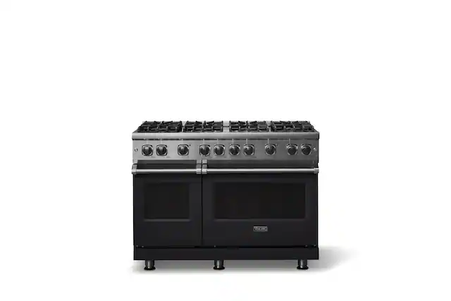 Front. Viking - 6.1 Cu. Ft. Professional 5 Series Freestanding Double Oven Liquid Propane Gas Convection 8 Burner Range - Onyx.