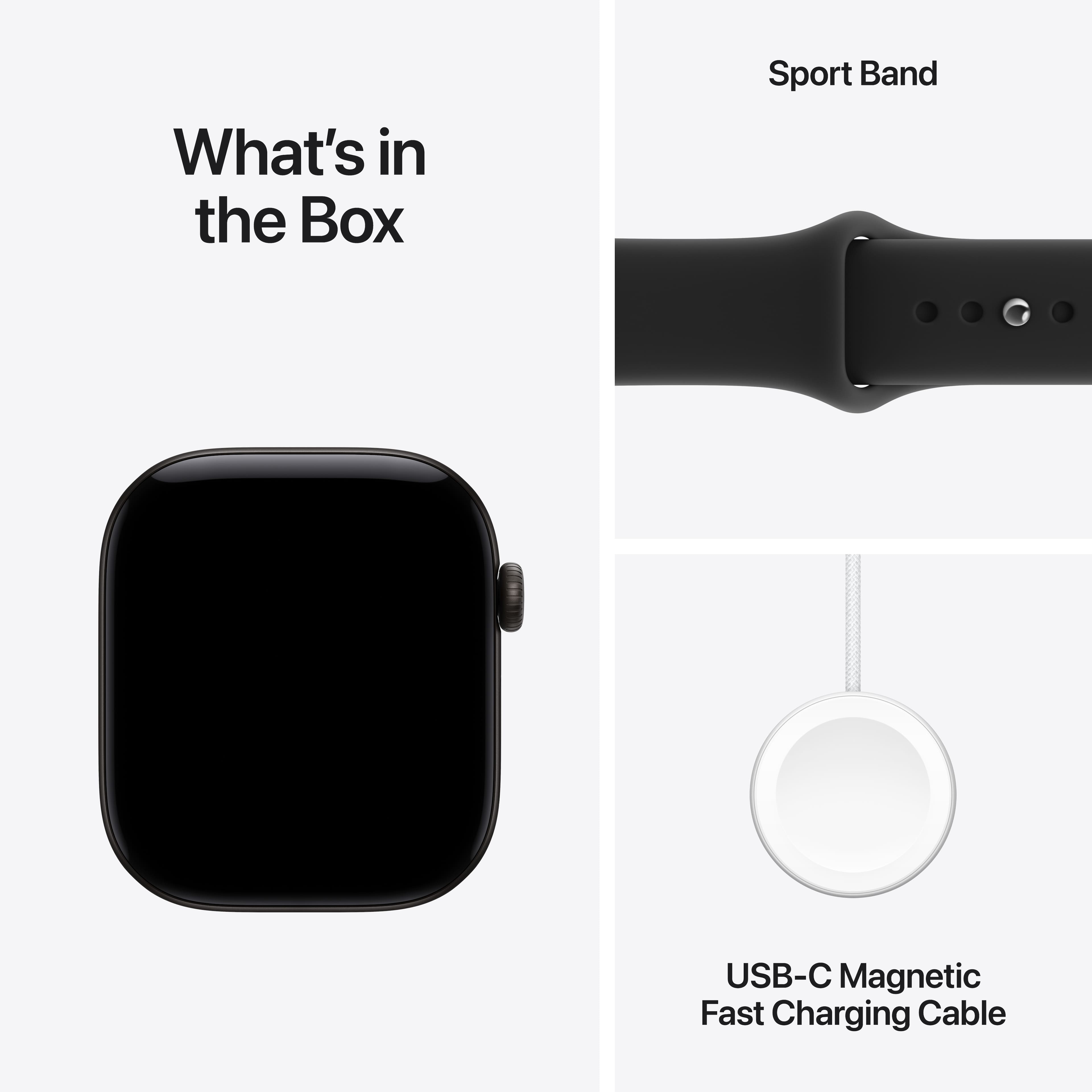 Apple Watch Series 12 (GPS) 46mm Aluminum Case with Black Sport Band - M/L - Black thumb 3