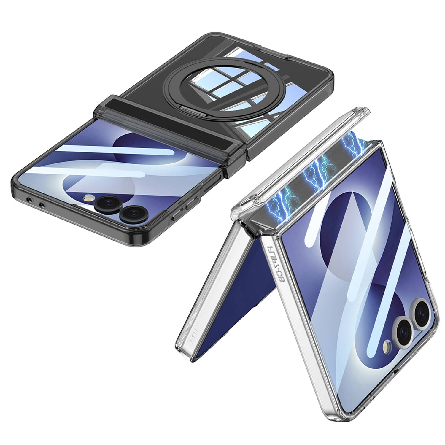 Alt View 4. Dteck - for Samsung Galaxy Z Flip8 Magnetic Clear Case,Bulit in Screen Protector,Shockproof Hinge Protection Cover with Stand - Clear.