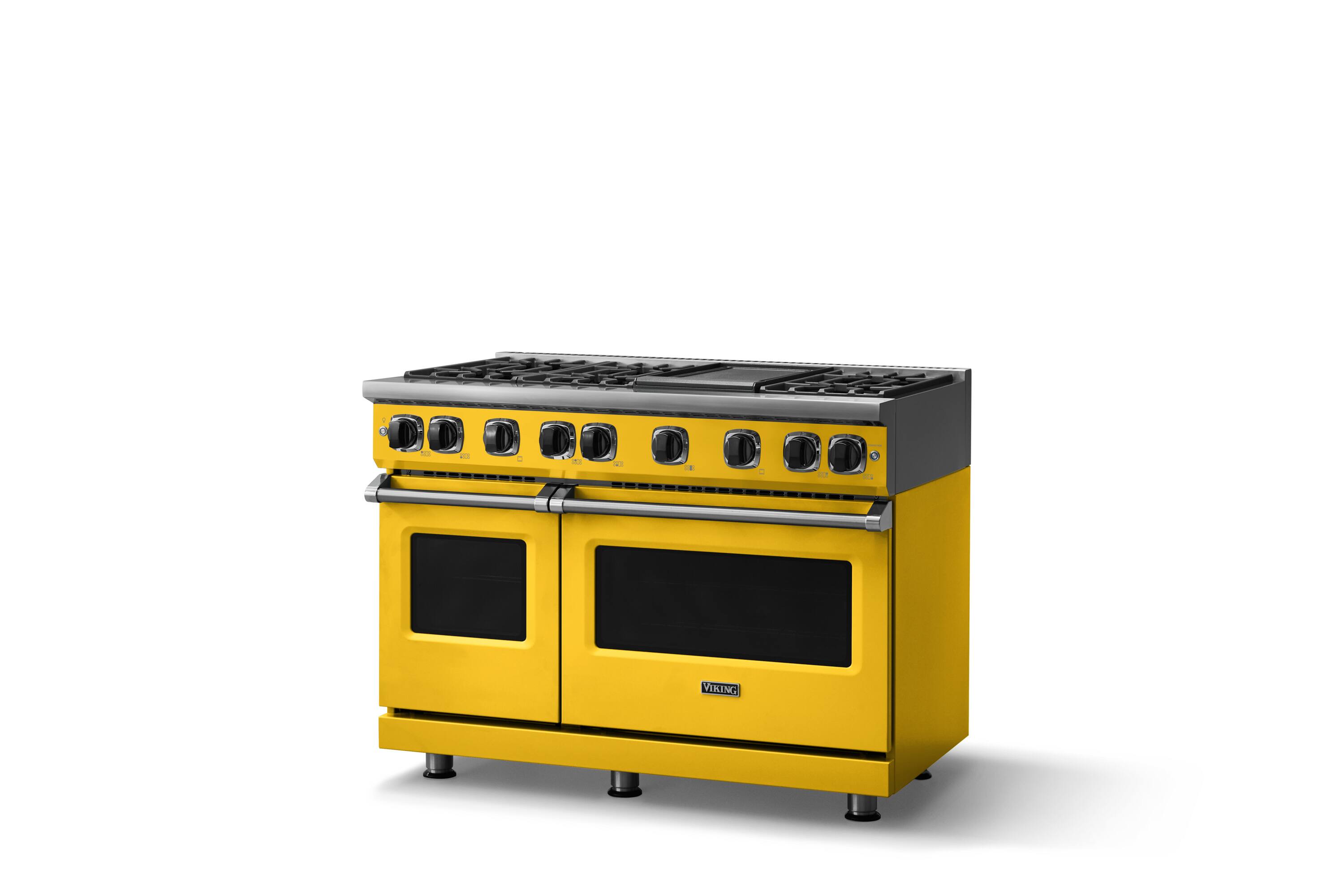 Angle. Viking - 48"W. 7.3 Cu. Ft. Freestanding Sealed 6 Burner LP Gas Range/Griddle  - Daffodil - Daffodil.