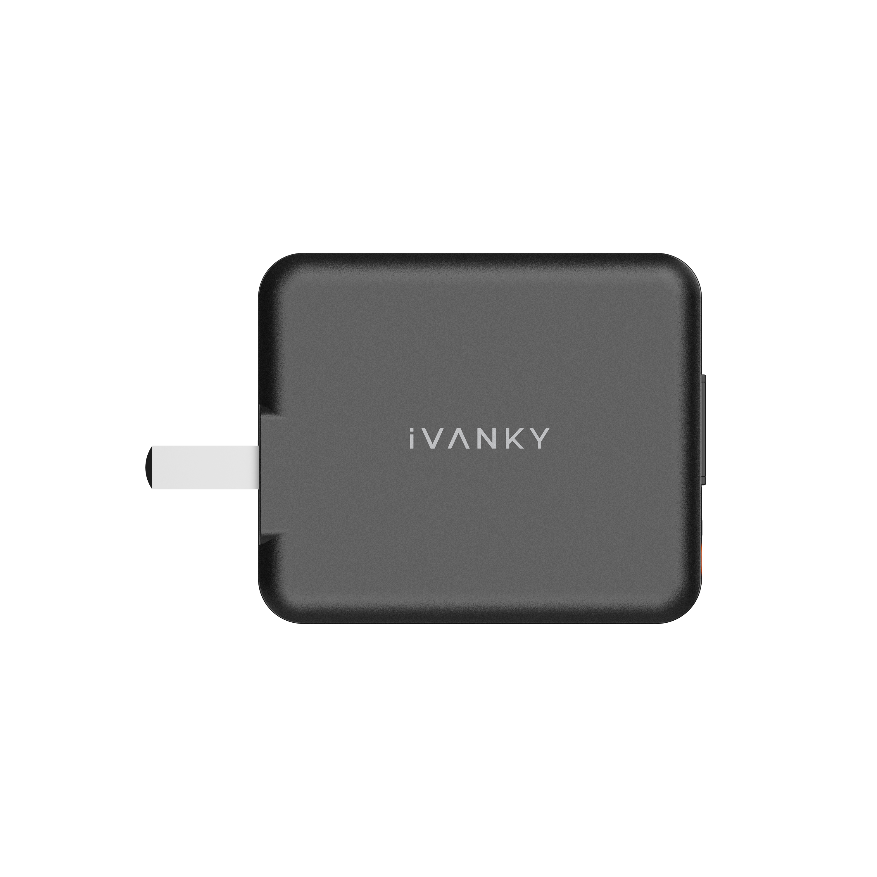 Left. iVANKY - 4-in-1 45W Fast Charging Retractable Wall Charger with Type-C and Lightning Cables - black.