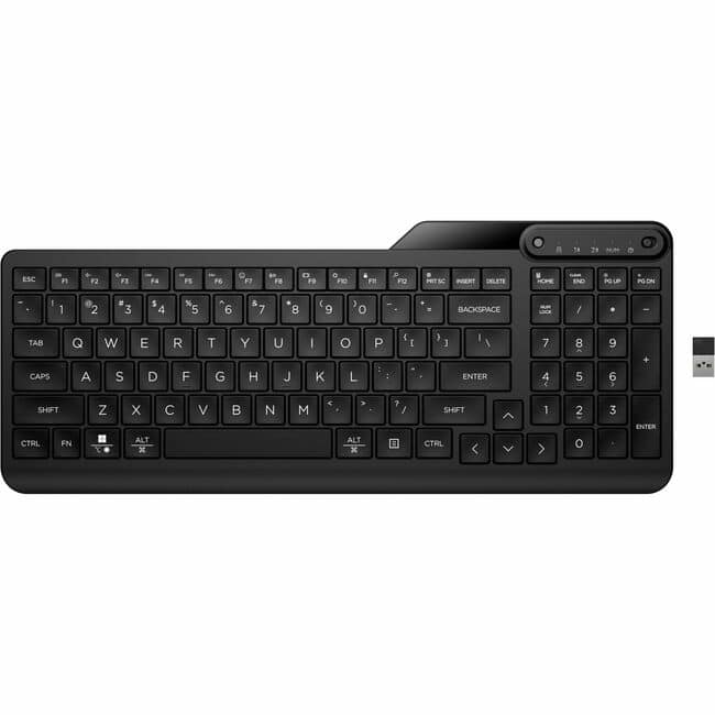 HP - 475 Dual-Mode Wireless Keyboard - Wireless Connectivity - Bluetooth - Compact - 32.81 ft - 2.40 GHz - USB Type A - Jet Black