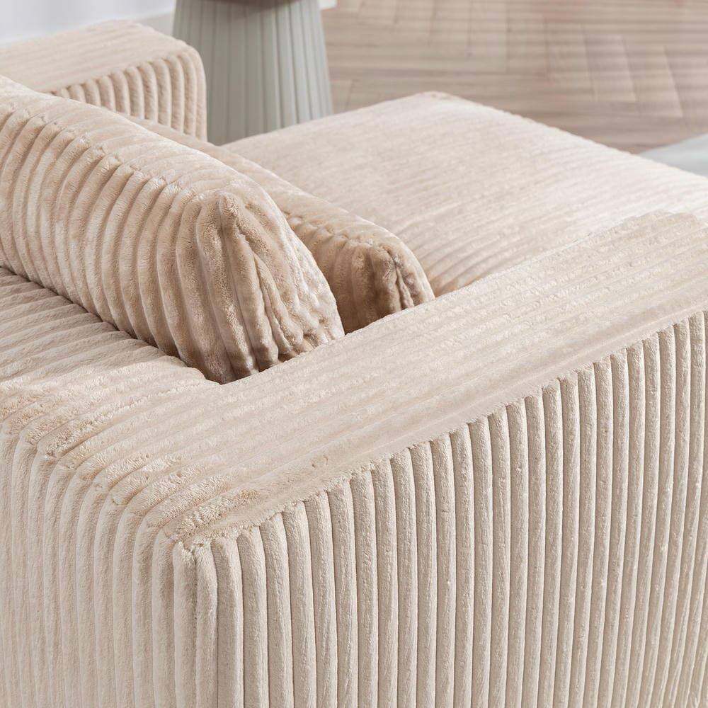 Alt View 10. Kadyn - Oversized All-Foam Lounge Chair with Ottoman, Modular Corduroy, No-Tool Assembly, Beige - Beige.