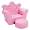 Front. Costway - Costway Pink Kids Sofa Armrest Chair Couch Children Toddler Birthday Gift with Ottoman Pink - Pink.