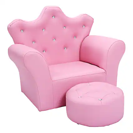 Front. Costway - Costway Pink Kids Sofa Armrest Chair Couch Children Toddler Birthday Gift with Ottoman Pink - Pink.