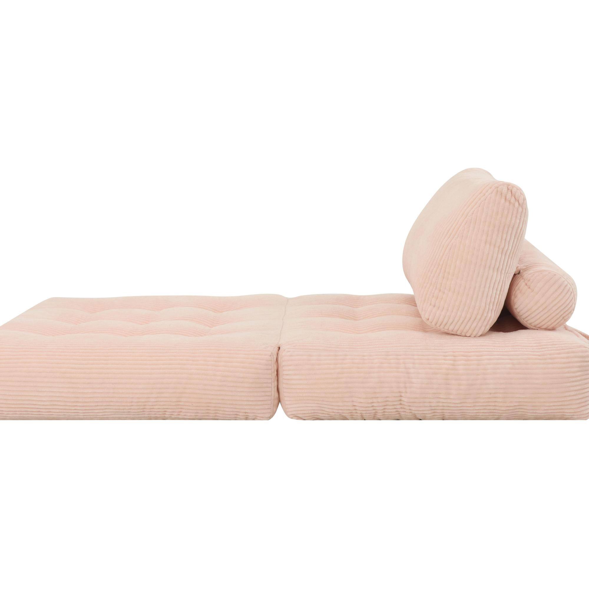 Alt View 5. GOODSILO - Corduroy Fabric Beanbag Couch for Living Room, Bedroom and Dorm, Cozy Fluffy Cloud Mini Couch - Pink.