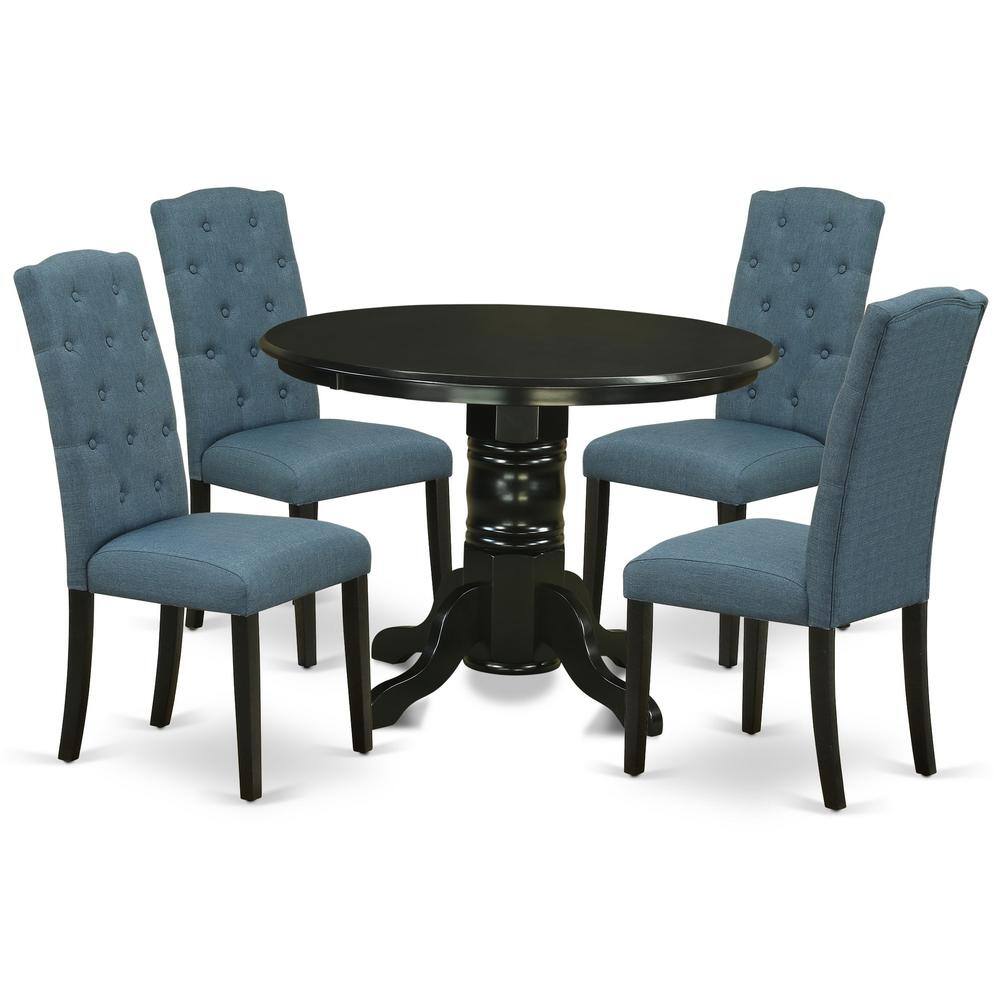 Back. East West Furniture - Dining Room Set Black - Brown.