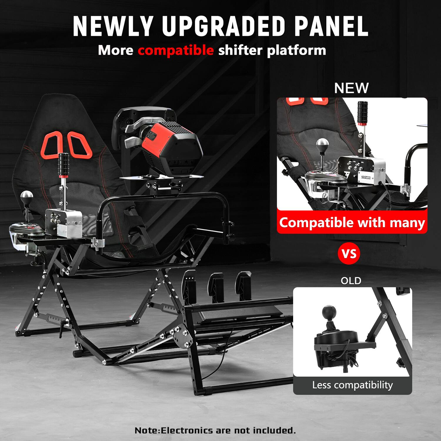 NEWLY UPGRADED PANEL  
More compatible shifter platform

NEW  
Compatible with many

VS

OLD  
Less compatibility

Note: Electronics are not included.