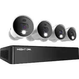 Night Owl - 8-Channel 4K 4-Camera Indoor/Outdoor Wired 1080p 1TB Security System