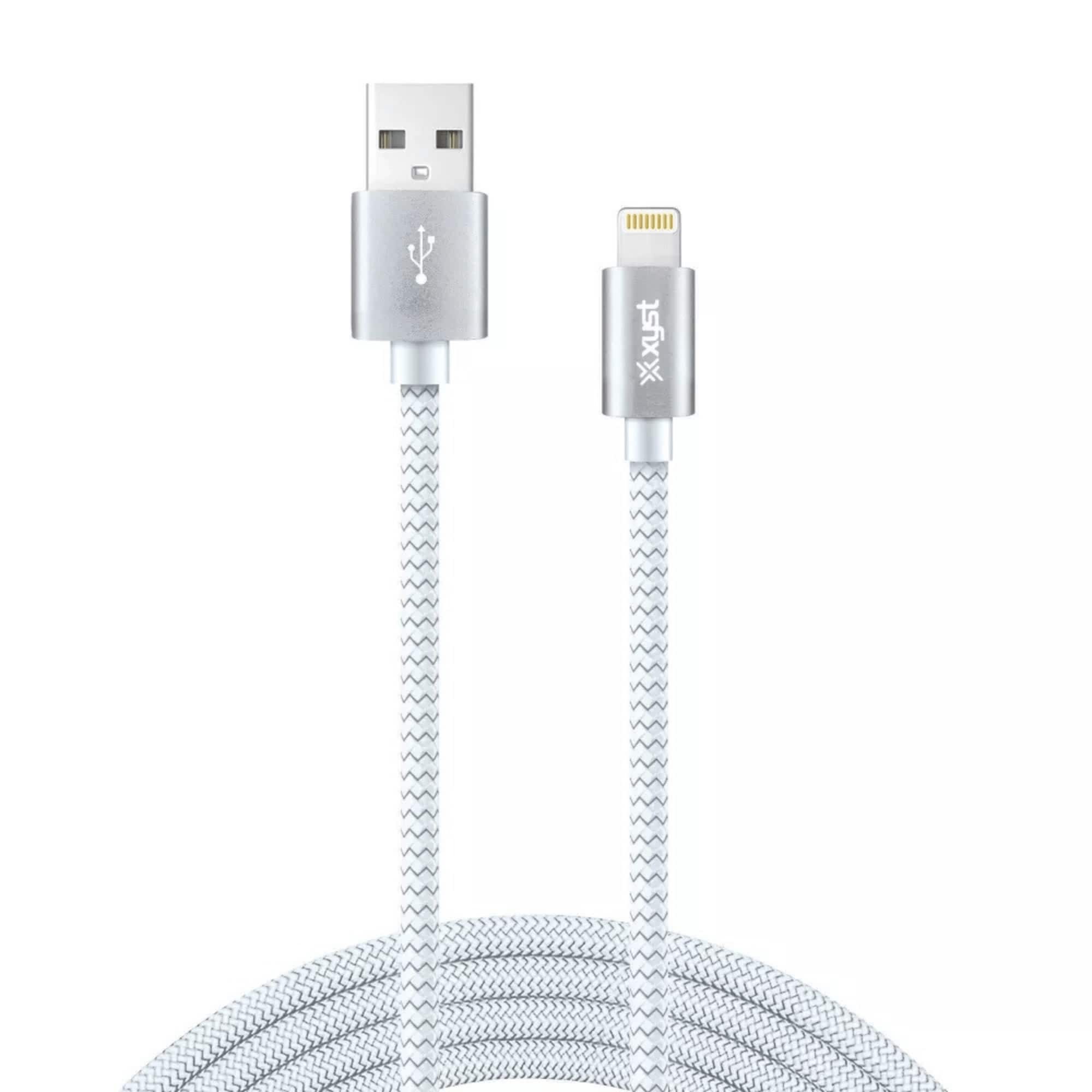 Xyst - Charge and Sync USB to Lightning Braided Cable 10Ft - White