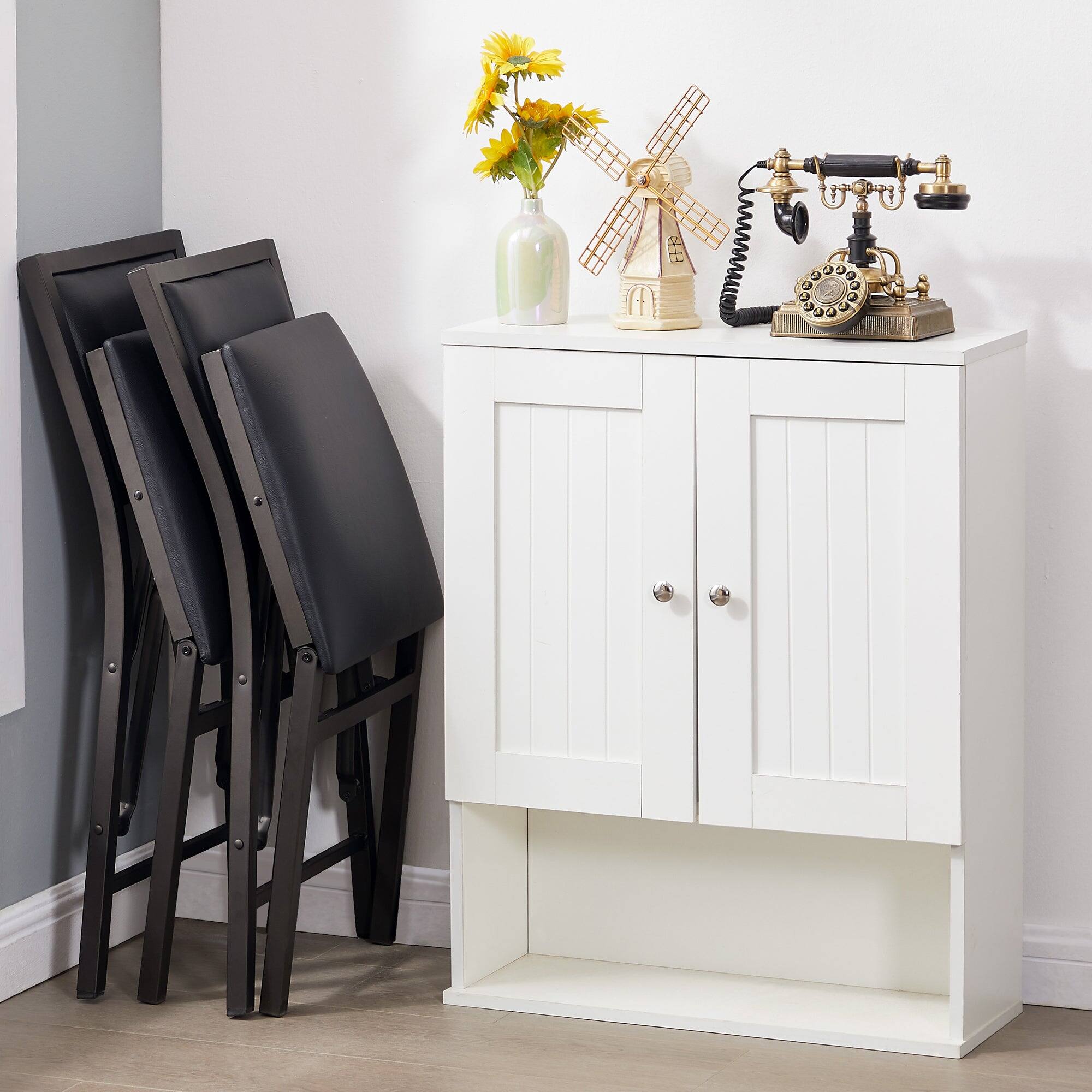 Left. Vecelo - 6-Pack PU Leather Folding Chairs - Dining Chair,300lb Capacity, Padded Seat, Space Saving Foldable Design - Black 2 Pack.