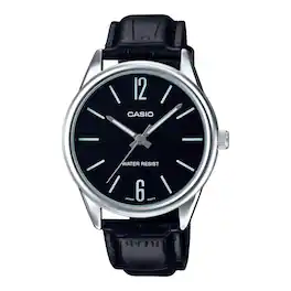 Casio - Men’s Leather Watch with Dial - MTP-V005L-1BUDF - Black