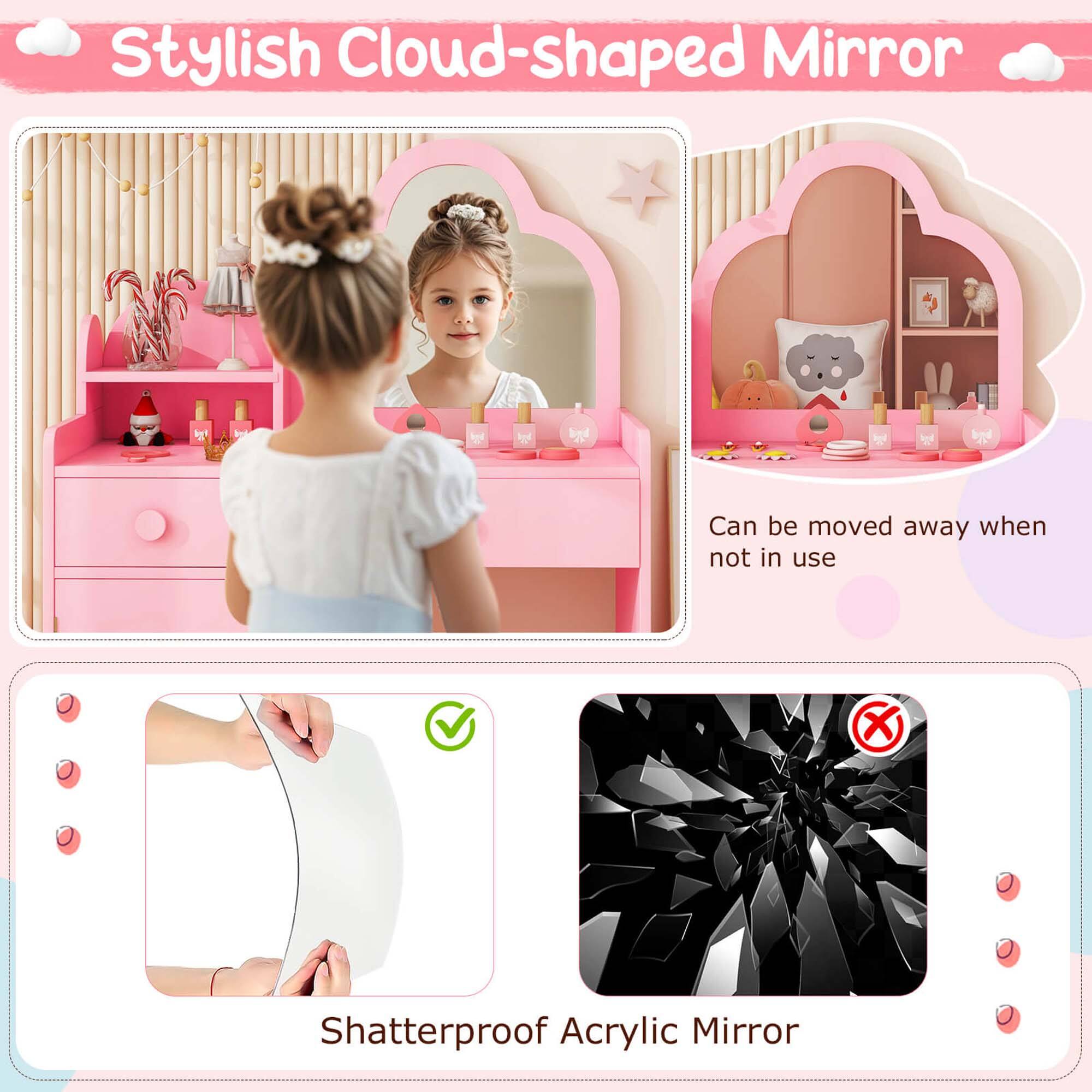 Stylish Cloud-shaped Mirror

- Can be moved away when not in use
- Shatterproof Acrylic Mirror