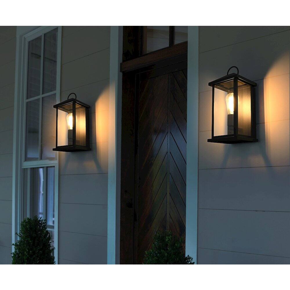 Alt View 4. Elegant Lighting - Neil 7 Inch Outdoor Wall Sconce In Black - Black.