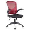 Front. LeisureMod - Newton Mesh Office Chair with Flip-Up Arms, Lumbar Support & 360° Swivel - Red.