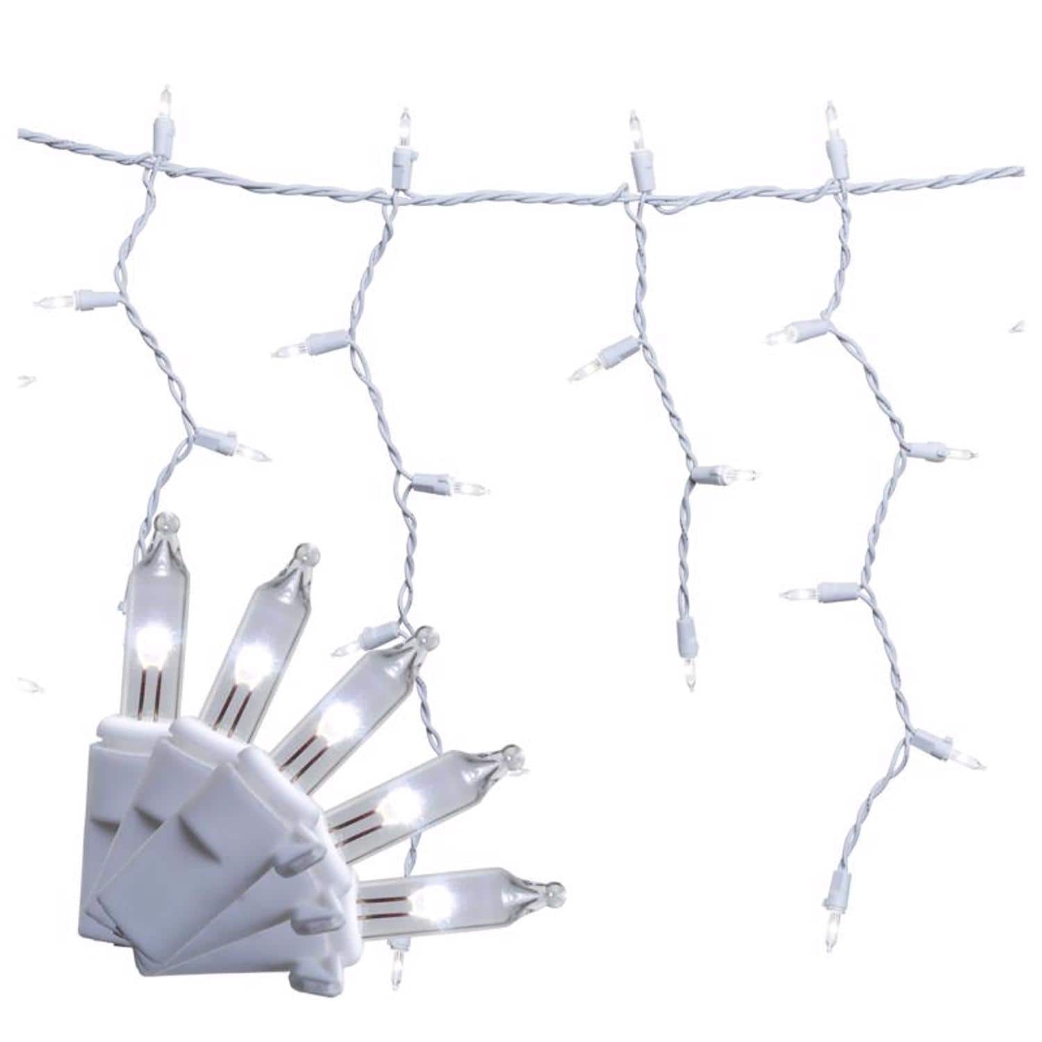 Celebrations - Classic LED T5 Pure White 100 ct Icicle Christmas Lights 6 ft.