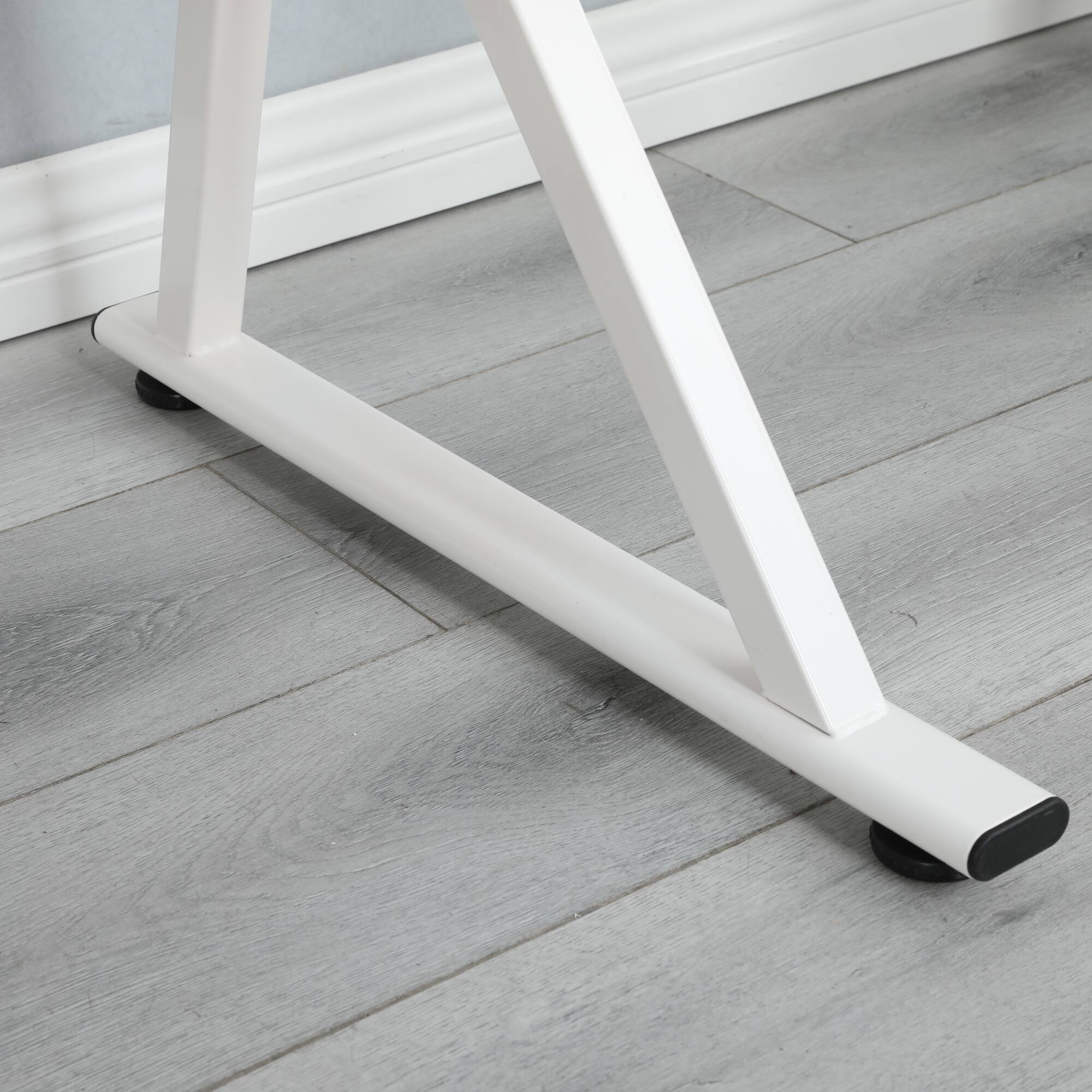 Alt View 1. GOODSILO - Adjustable Tempered Glass Drafting Table with Stool - Height and Angle Adjustable Workspace for Artists and Designers - White.