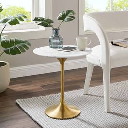 Modway - Lippa Round Artificial Marble Side Table - Gold White