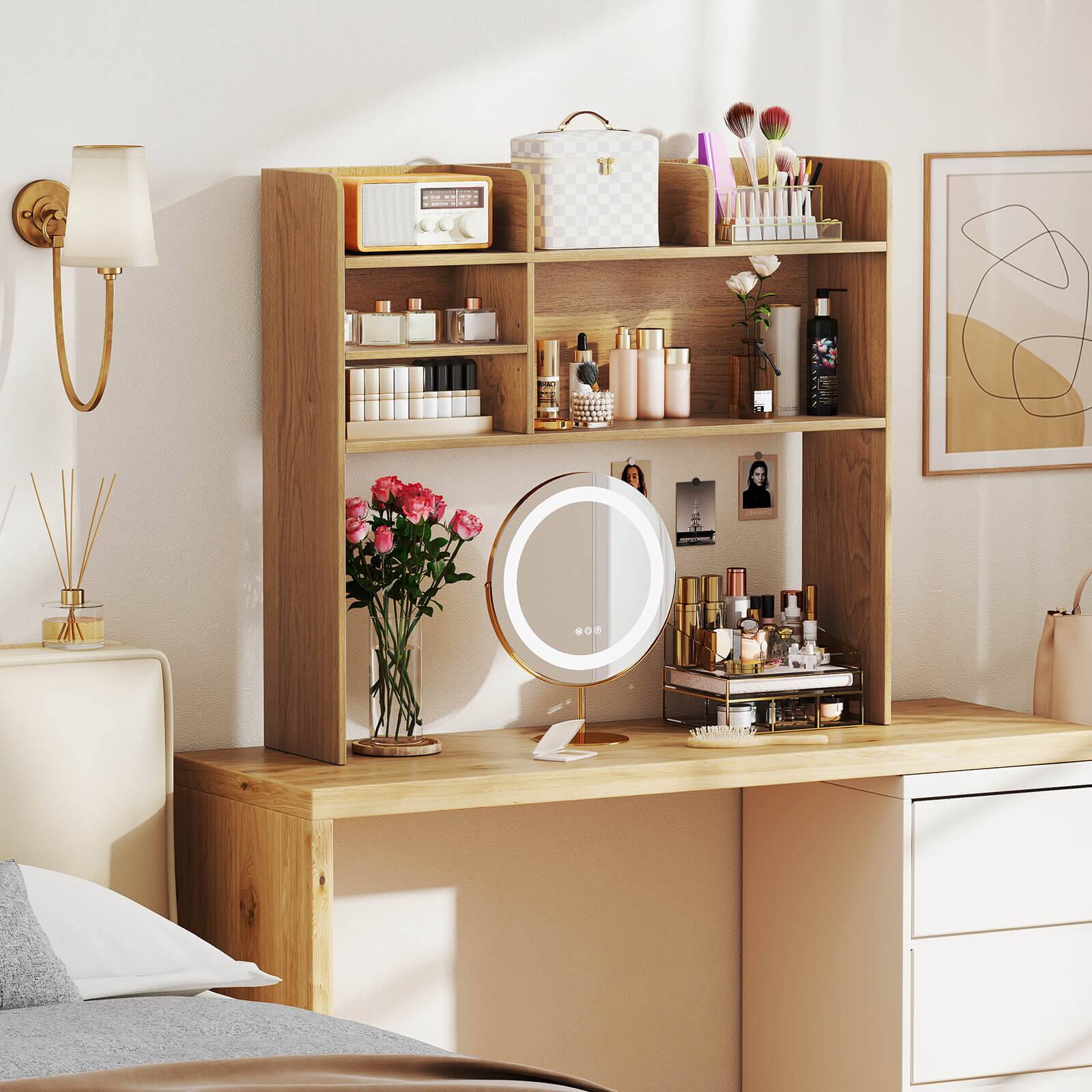 Alt View 1. Costway - Costway 3-Tier Desktop Bookshelf with 6 Shelves Desk Organizer for Computer Desk - Natural.