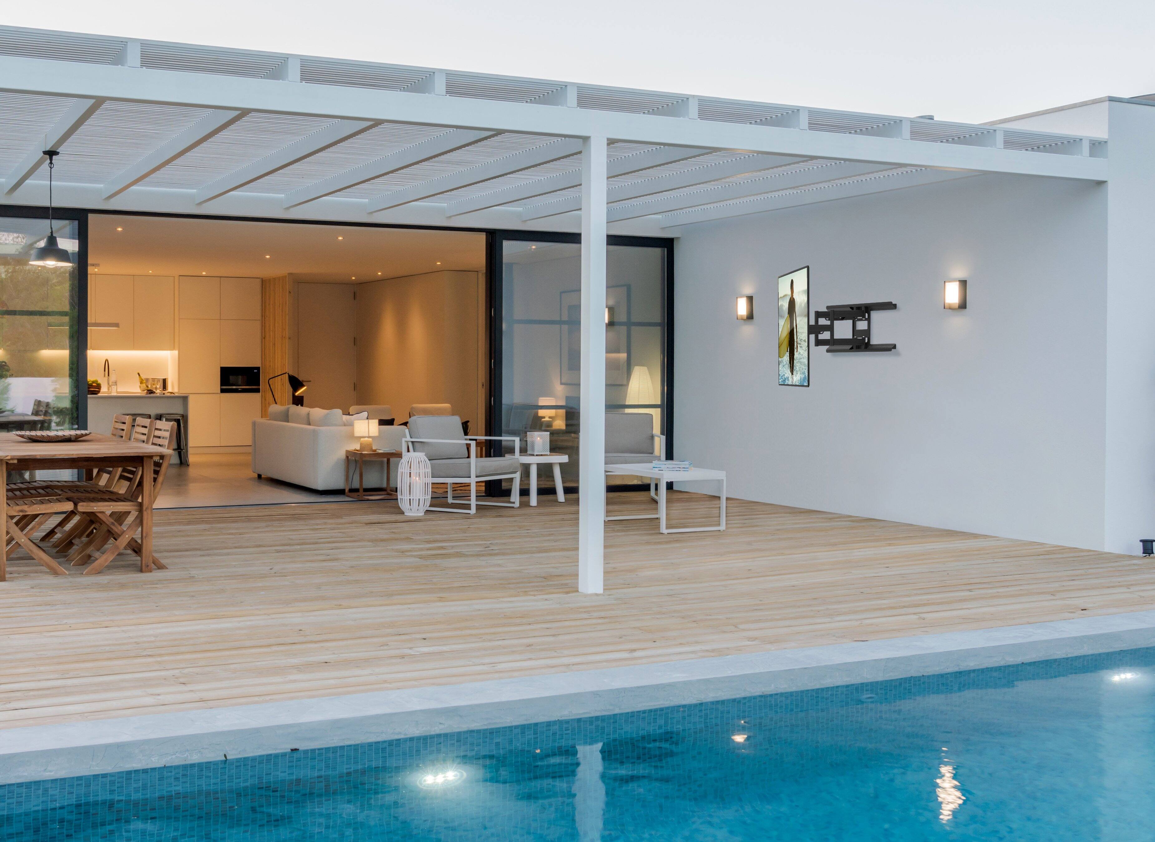 Alt View 6. Kanto - Kanto PDX650SG Stainless Steel Full-Motion Dual Stud Outdoor TV Mount for 37" - 75" TVs - Black.