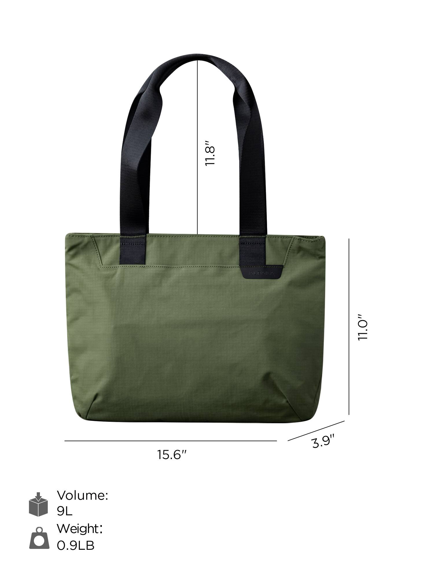 11.8" x 11.0" x 15.6" x 3.9"  
Volume: 9L  
Weight: 0.9LB