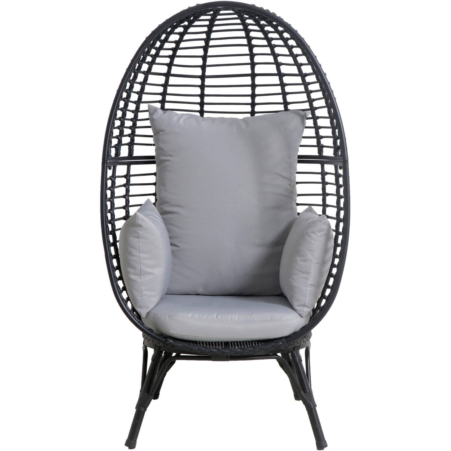 Front. Mod Furniture - Poppy Stationary Egg Chair - Grey/Grey.