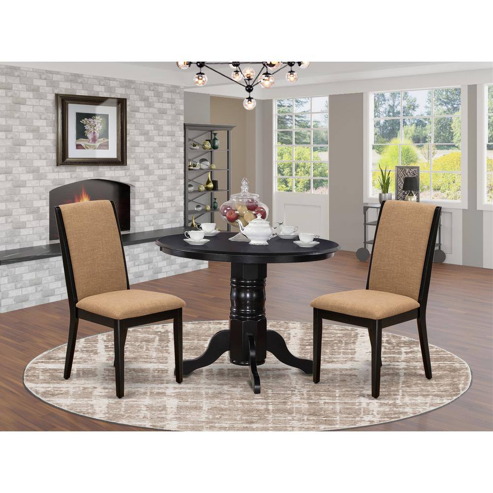 Left. East West Furniture - Dining Room Set Black - Brown.