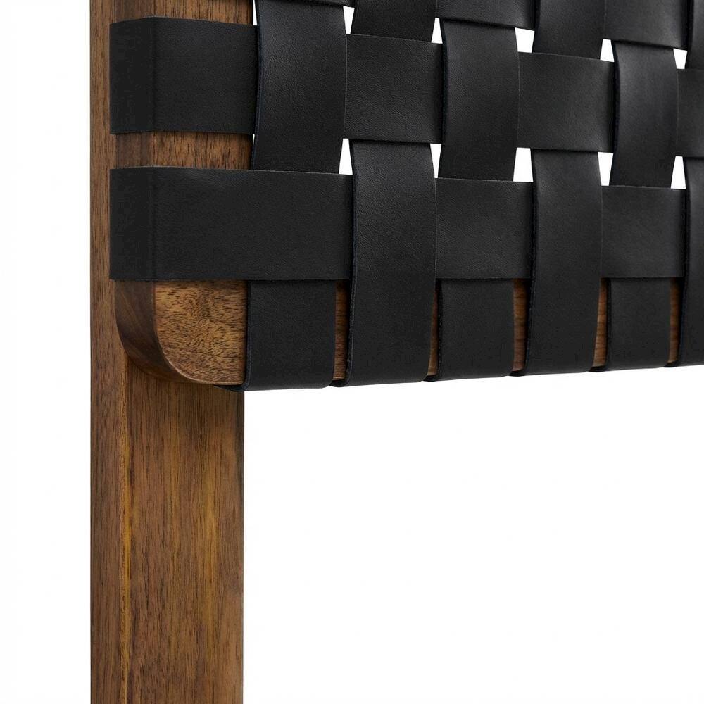 Alt View 1. FurniFact - Vegan Leather King Headboard with Woven Texture and Durable Frame - Black.