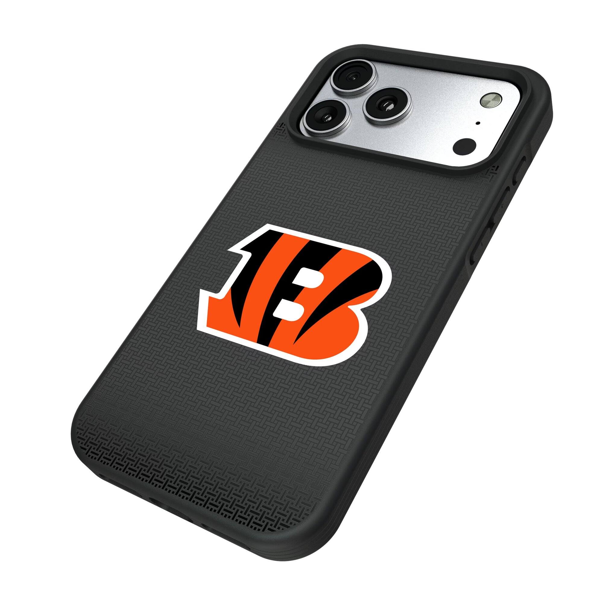 Alt View 1. Keyscaper - Cincinnati Bengals Bump Case with 8.2ft Drop Protection - 14 Pro - Black.