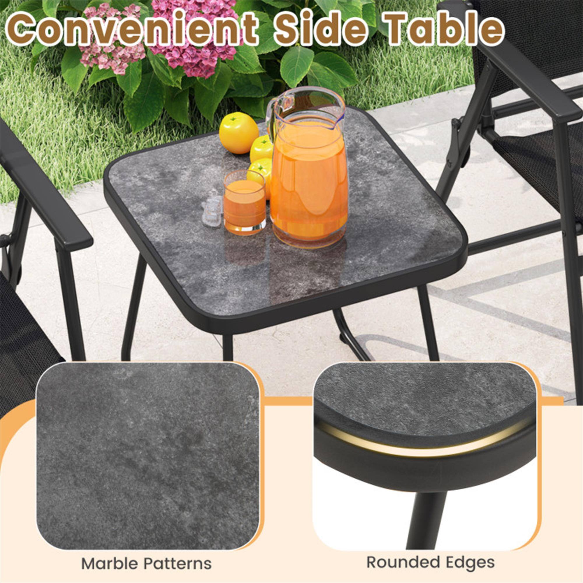 Convenient Side Table  
Marble Patterns  
Rounded Edges