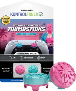 KontrolFreek - Heist Edition Action Adventure Thumbsticks for Gaming Controllers - PlayStation 5 and PlayStation 4 - Pink/Blue