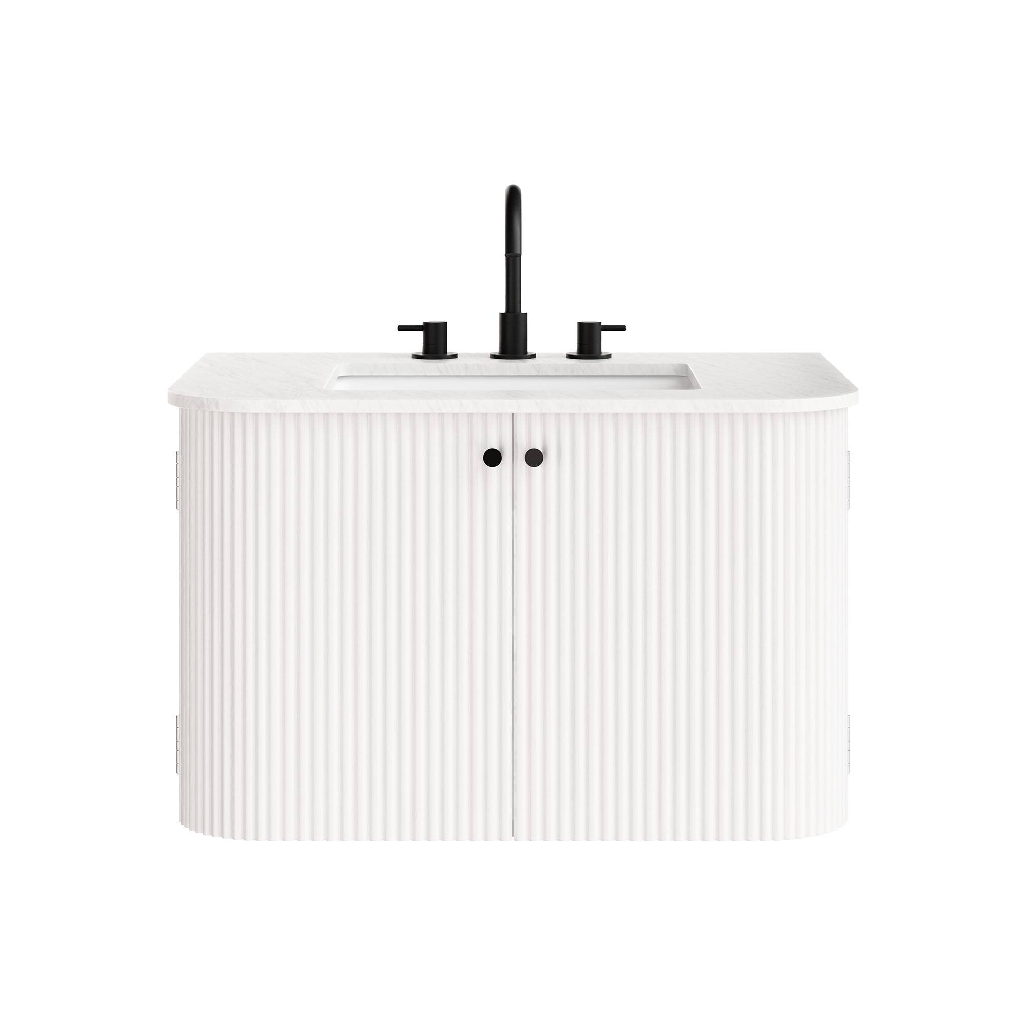 Alt View 4. Modway - Zia Wall-Mount Bathroom Vanity with Marble Sink by Modway - Ivory.