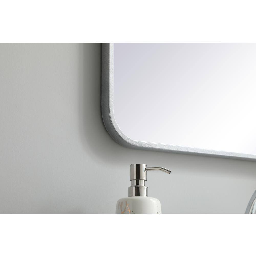 Alt View 2. Elegant Decor - Soft corner metal rectangular mirror 20x36 inch in Silver - Silver.