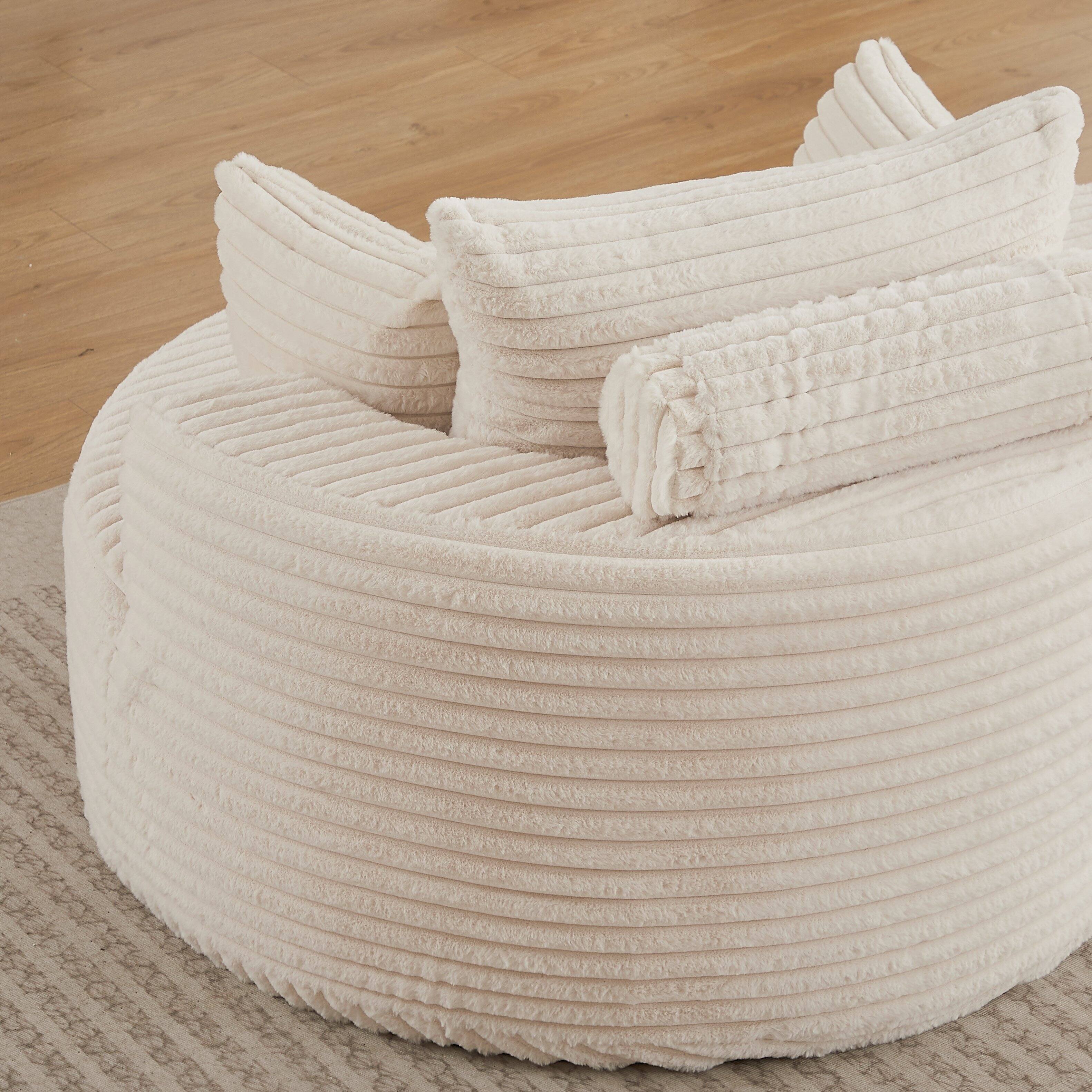 Alt View 4. COWLOWN - 50 Inch Corduroy Sofa Bed No Assembly Required Fluffy Modern Sleeper Chair for Living Room Bedroom Lounge Beige - Beige.