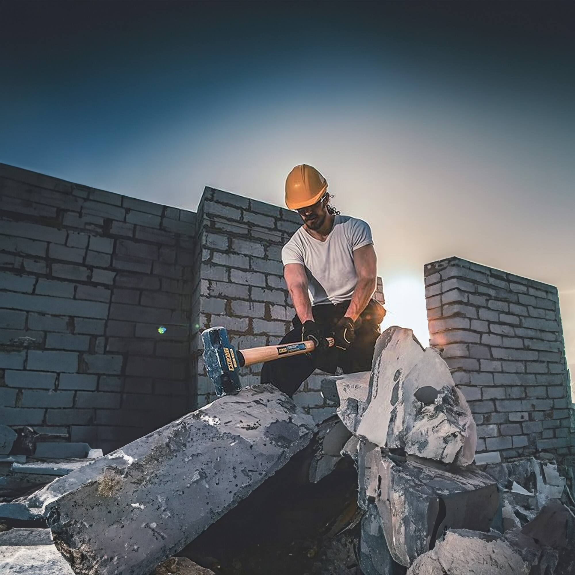 Alt View 10. Estwing - Estwing 8 Pound Head Hard Face Stake Sledge Hammer with 36 Inch Hickory Handle - Blue, Natural.