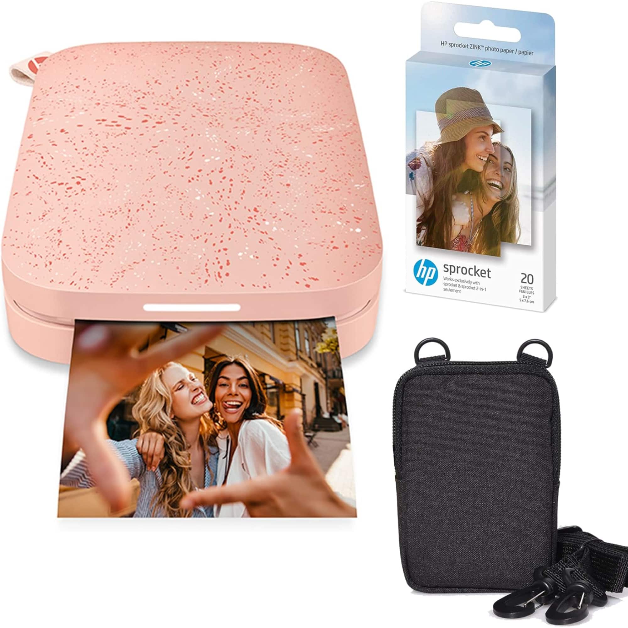 HP - Sprocket Portable 2x3" Instant Photo Printer and Zink Photo Paper Bundle - Blush Pink