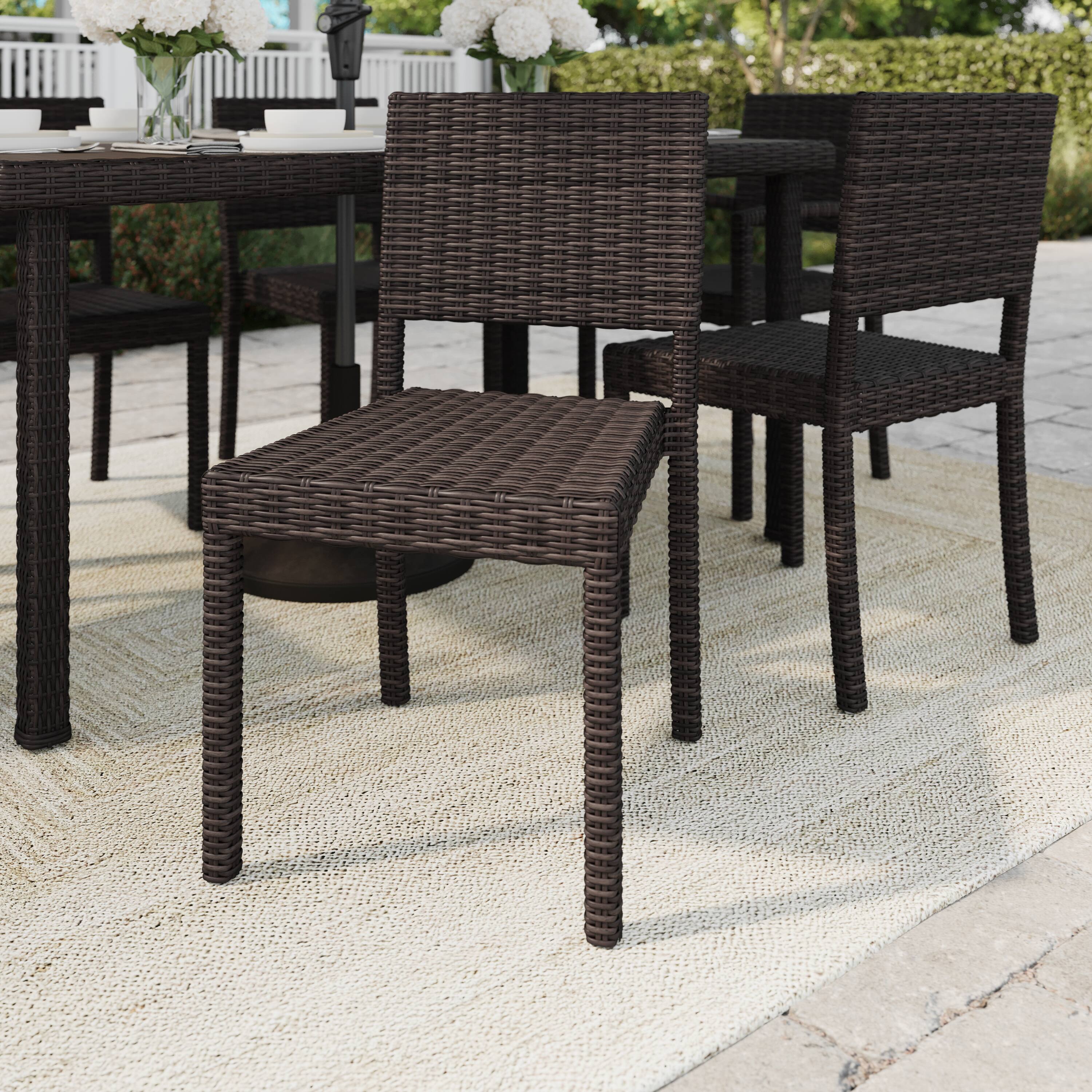Alt View 4. Martha Stewart - Bedford Outdoor Rattan Wicker Stackable Side Dining Chair - Brown.