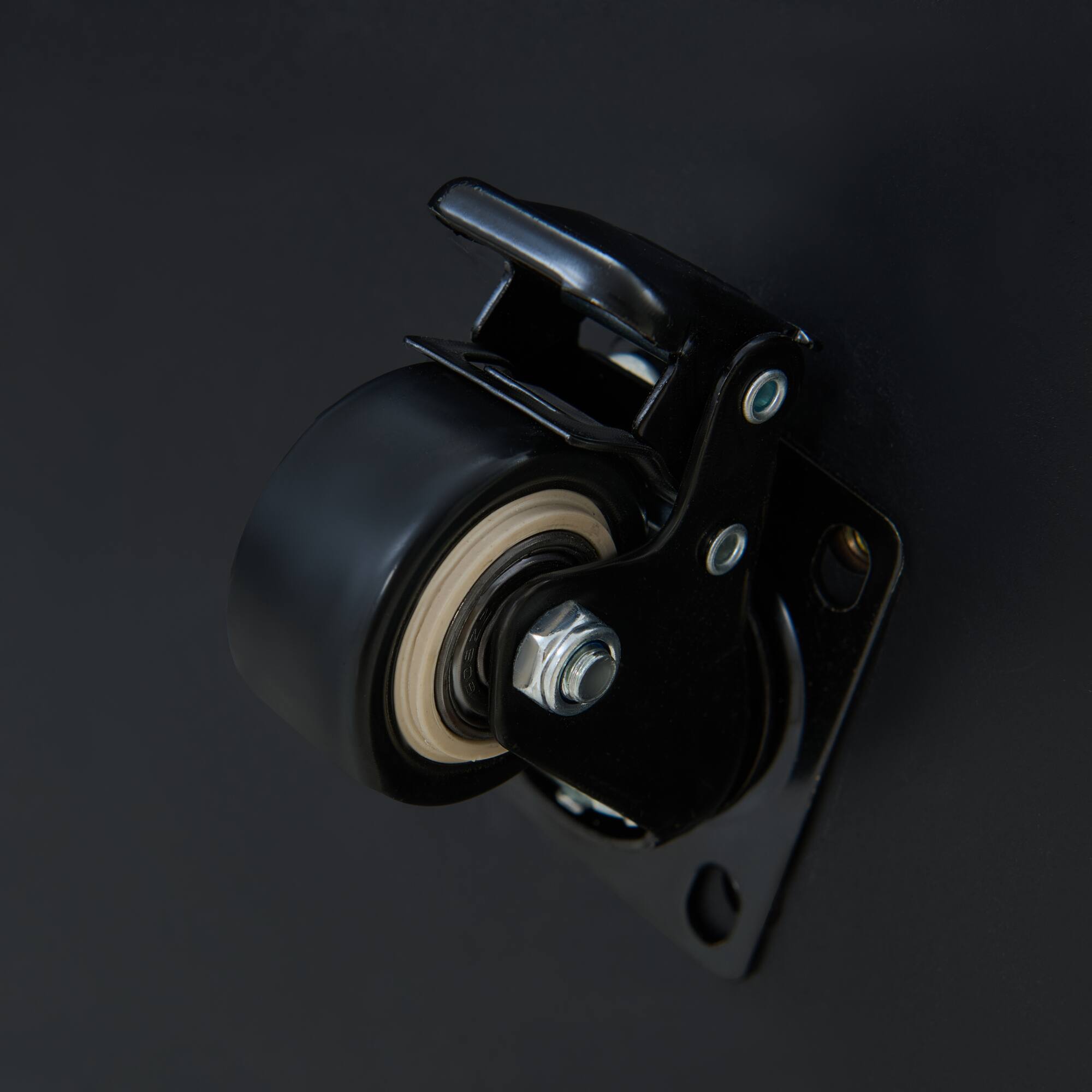 Alt View 8. GOODSILO - Modern Round Mobile Coffee Table with Two Drawers and Marble-Pattern Top - Black.