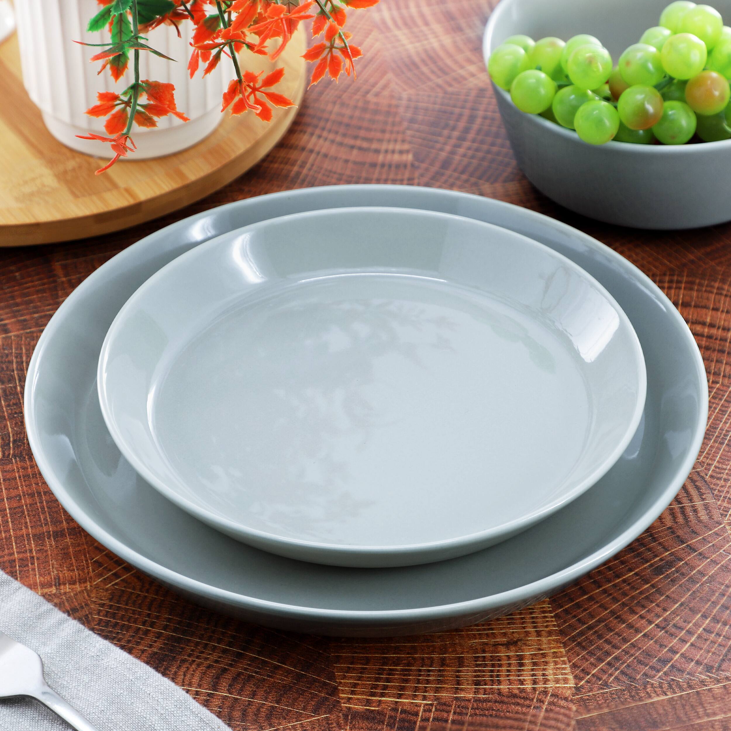 Alt View 1. Gibson - Gibson Elite Sunlit Mist 12 Piece Round Stoneware Dinnerware Set in Blue - Blue Floral.