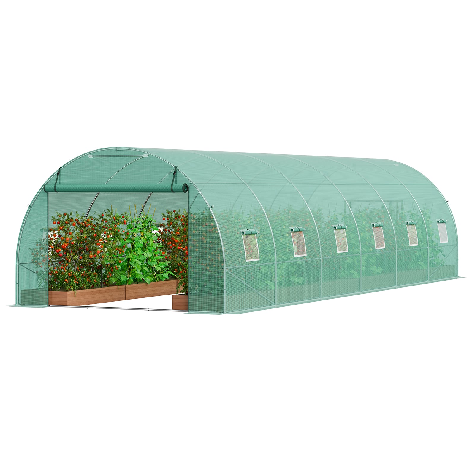 VEVOR - Walk-in Tunnel Greenhouse, 29.2x9.7x6.5 ft Hoop House Greenhouse Tunnel, Plant Hot House with Galvanized Steel Frame - Green