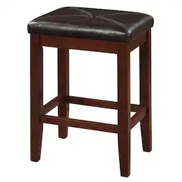 Crosley Furniture - Upholstered Square Seat 2Pc Counter Height Bar Stool Set - 2 Stools - Mahogany