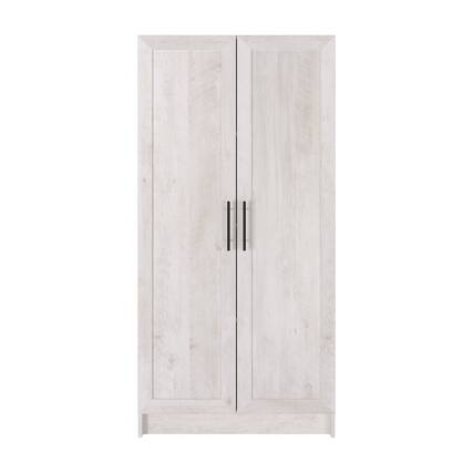 Front. Prepac - Elite Accent Cabinet with Panel Doors, Rustic White Storage Cabinet - White.