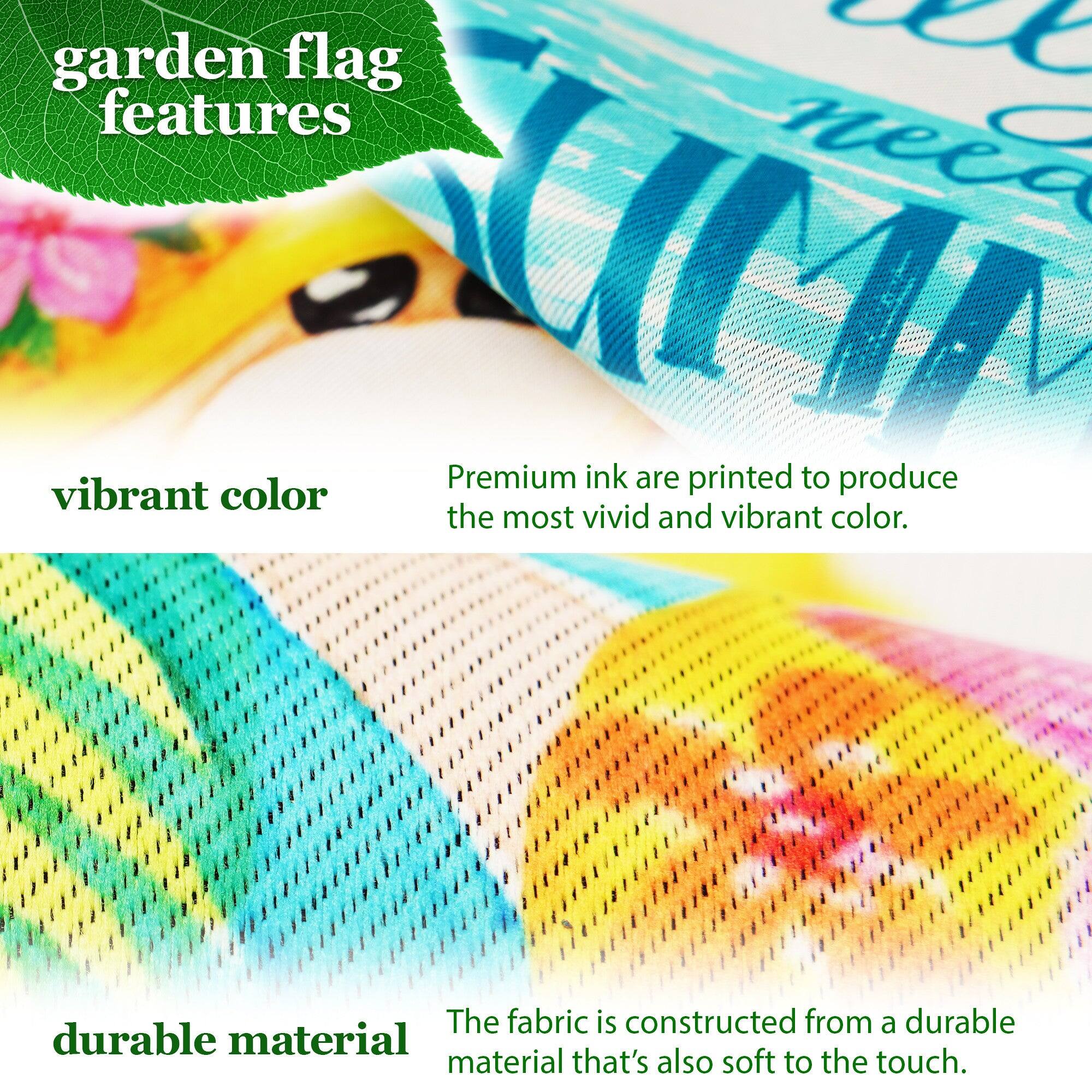 garden flag features

vibrant color  
Premium ink are printed to produce the most vivid and vibrant color.

durable material  
The fabric is constructed from a durable material that's also soft to the touch.