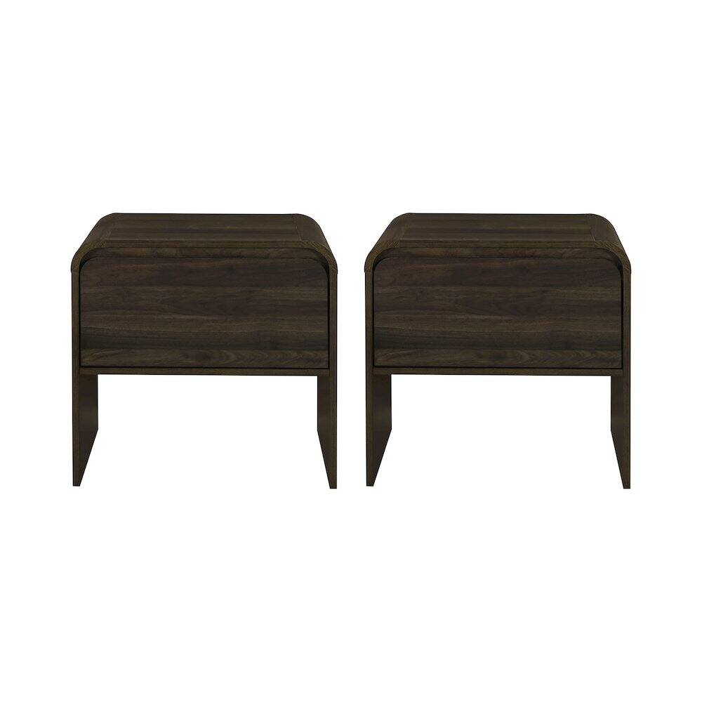 Front. New Classic Furniture - Mara 2-Piece Wood End Table/Bedside Table in Walnut - Brown.