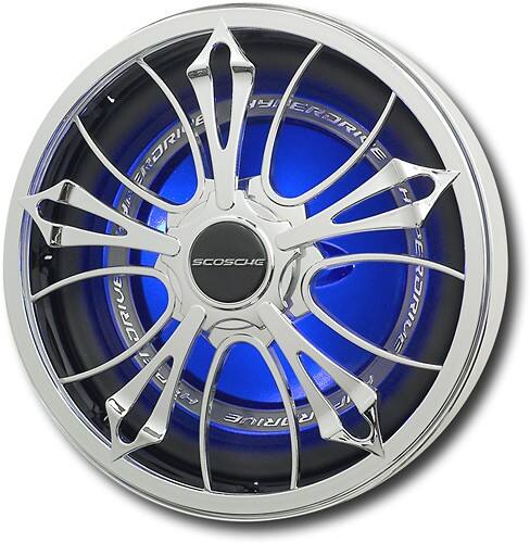 Front Standard. Scosche - Edge Series 12" Spinning Subwoofer Grille - Chrome.