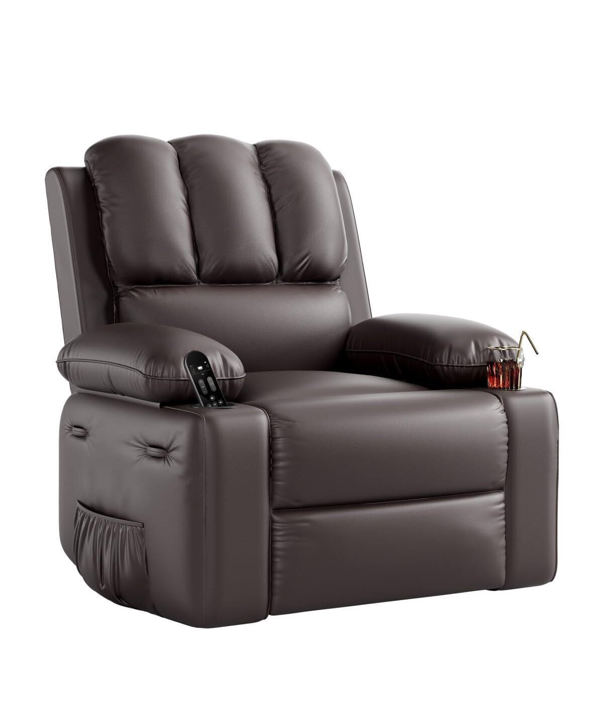 Front. Babevy - Soft Lazy Boy Recliner Chair with 2 Cup Holders - Tan.