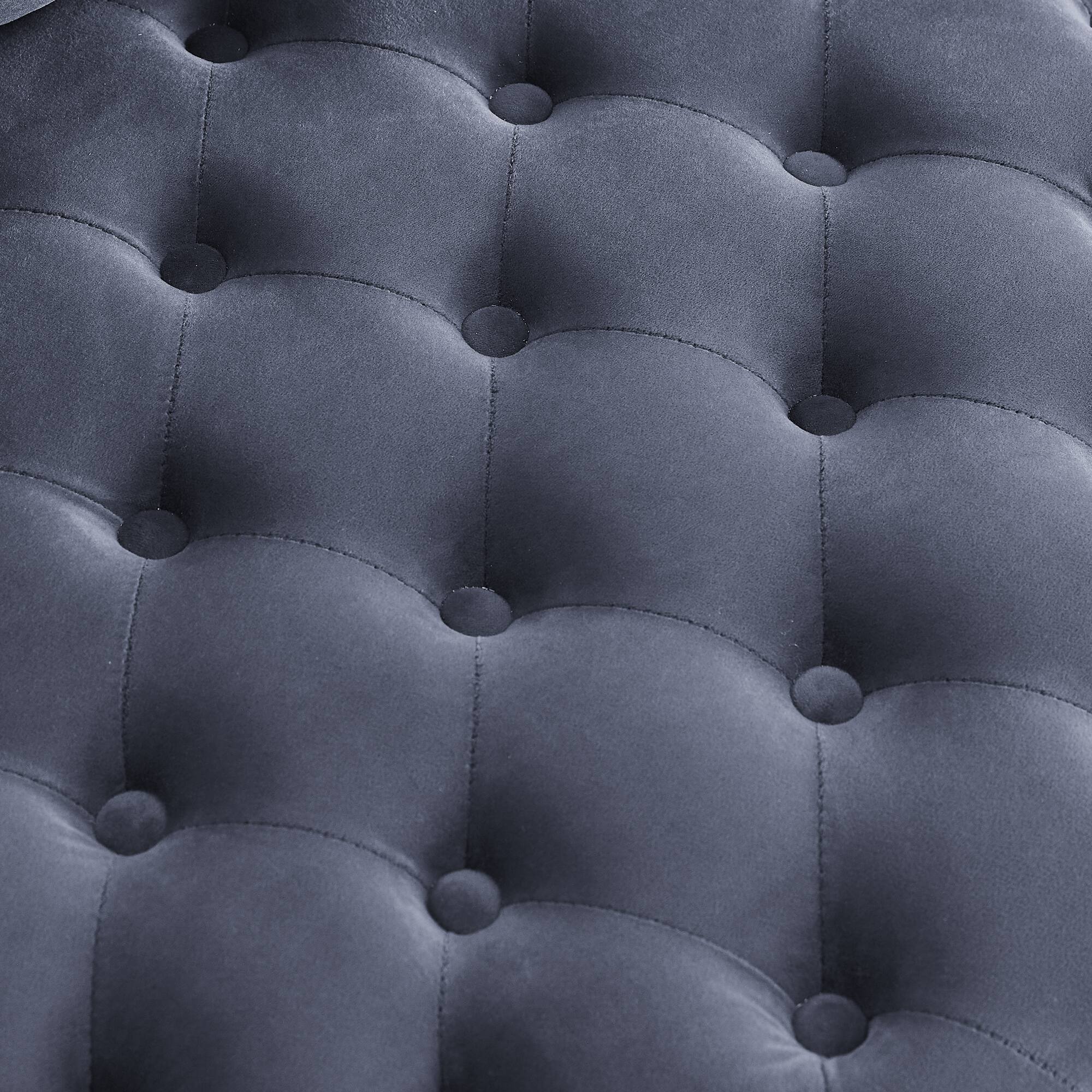 Alt View 2. Trinkets Crazed - Velvet Upholstered Swivel Chair for Living Room, with Button Tufted Design and Movable Wheels, Including 3 Pillows - Grey.