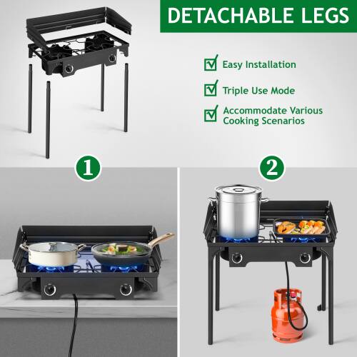 DETACHABLE LEGS

- Easy Installation
- Triple Use Mode
- Accommodate Various Cooking Scenarios

1
2